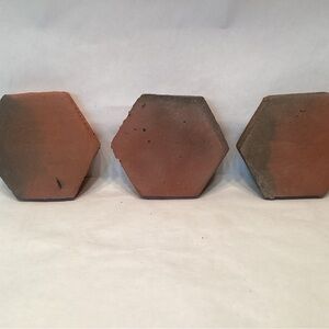 3 Moravian Pottery & Tile Works Hexagon Tiles Smoked 3.5 ” Vintage New Old Stock